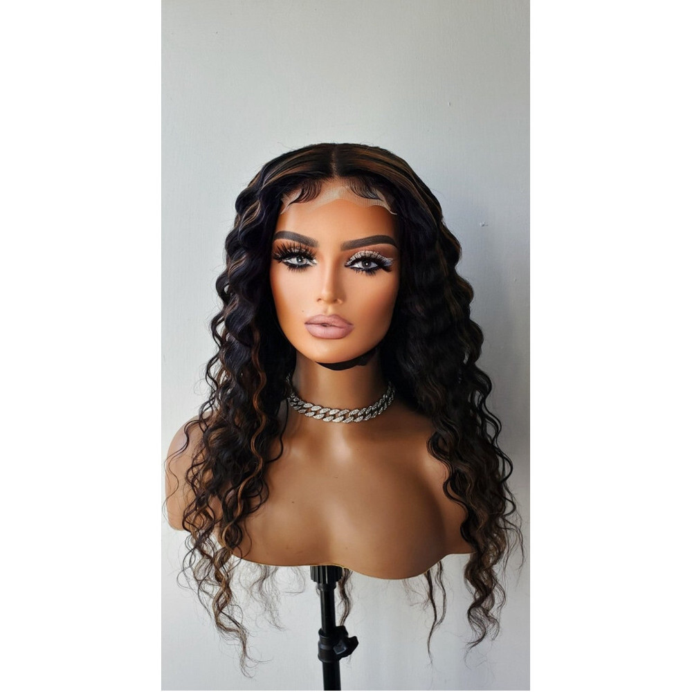 100% virgin human hair  highlighted closure wig